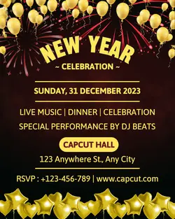 New year celebration black gold instagram potrait