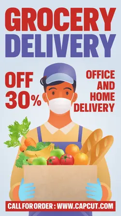 Grocery Delivery Promotion Instagram Story Purple Red Flat Modern
