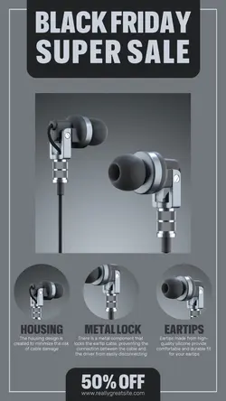 Black Friday Super Sale Earphone Product Promotions Instagram Story