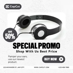 Headphone sale banner Instagram post design template