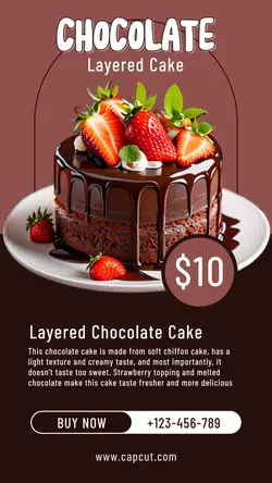 Chocolate cake promotion product brown instagram story