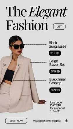 Fashion Product Items List Instagram Story