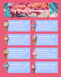 Ice Cream Extravaganza Menu