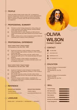 Business Content Creator Resume Modern Navy