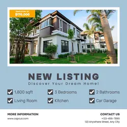 New Listing House Sale Promotion Instagram Post