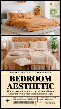 Bedroom Aesthetic Furniture Product Display Instagram Post Cream Black Minimalist