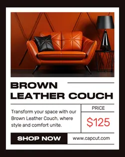 Brown Leather Couch Instagram Portrait Post