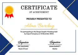 Non-Marketing Certificate Simple White Blue