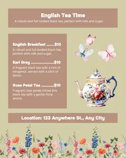 English Tea Time Menu