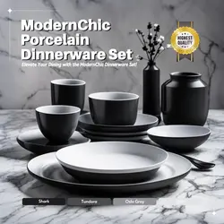 E-Commerce Household ModernChic Porcelain Dinnerware Set Product Display