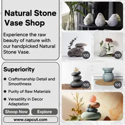 Minimalist template design for natural stone vase decoration business for Instagram posting needs