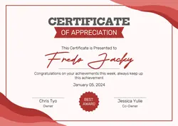 Non-Marketing Certificate Red Elegant