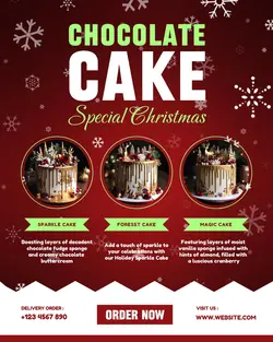 Red Christmas Cake Product Display for Social Media Post