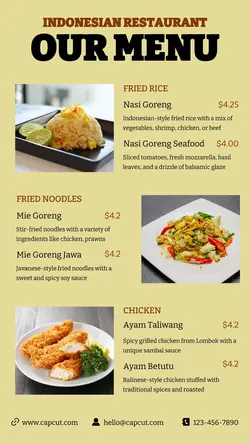 Food Indonesian Restaurant Menu Instagram Story