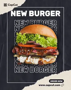 Food Burger Instagram Post Black