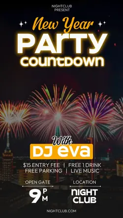 New Year Eve Party Event Poster Instagram Story