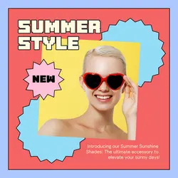 Fashion Summer Style Instagram Post Red Blue Retro Style