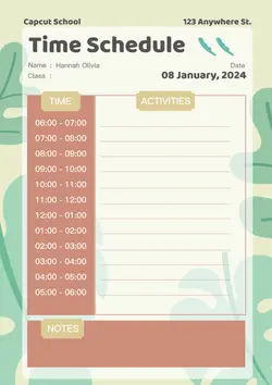 Non-Marketing Education-Time Schedule Pink Cute