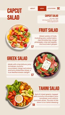 Food Salad Menu Instagram Story