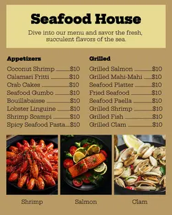 Food Seafood House Menu