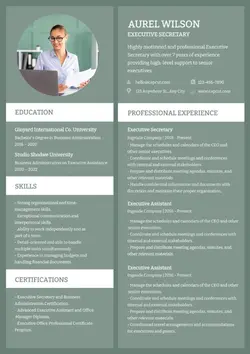 Executive Secretary Resume Business Minimalist