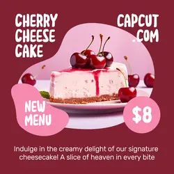 Food & Beverage Cherry Cheesecake New Product Display Instagram Post