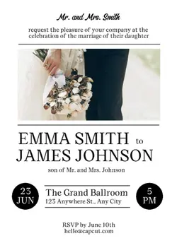 Non Marketing Wedding Invitation White Simple