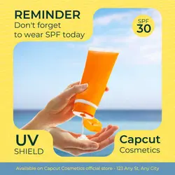 Cosmetics UV Shield product display Instagram post