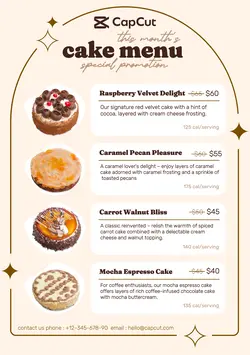Food Bakery Monthly Cake Promotion A5 Flyer