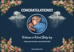 Congratulations card for the birth of a baby boy
