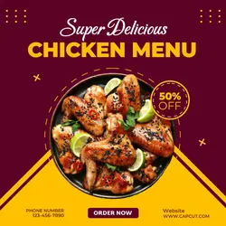 Food Chiken Promotion Instagram Post Red And Yellow Minimalis