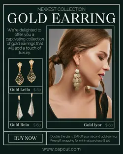 Fashion Gold Earring Promotion Instagram Portrait