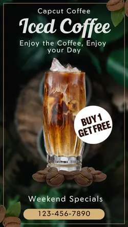 Iced Coffee Promotion Instagram Story Brown Simple