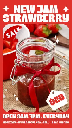 New Jam Strawberry Product Display Instagram Story Red Minimalist Display