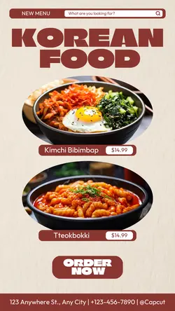 Korean food menu product display instagram story