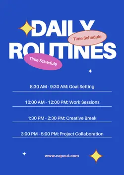 Non-Marketing Time Schedule Blue Minimalist