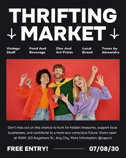 Black Modern Thrifting Market Instagram Post