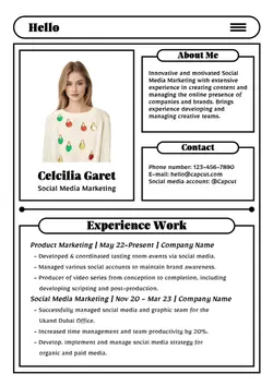 Non-marketing Resume White And Black Minimalist