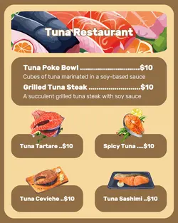 Tuna Restaurant Menu