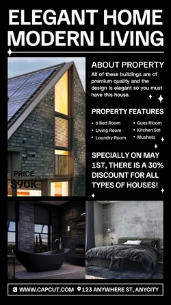Elegant Home Modern Living Promotion Instagram Story Black Minialist