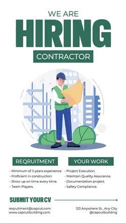 Hiring for Contractor Promotion Instagram Post