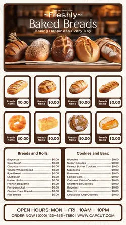 baked breads menu instagram story