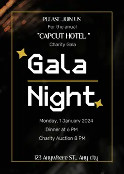 Non-marketing invitation gala night black golds