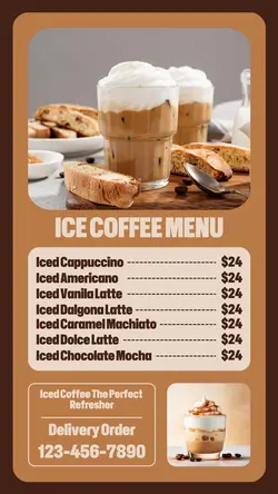 Food Iced Coffee Menu Instagram Story
