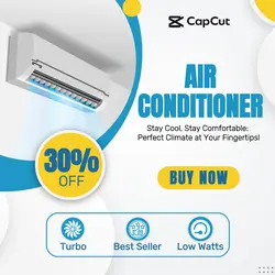 E-commerce Electronics Air Conditioner Product Callout Blue and Yellow