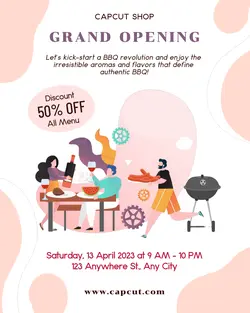 Food Barbecue Restaurant Grand Opening Instagram Portrait