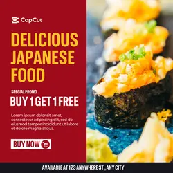 Delicious Japanese Food Promo Red and Yellow