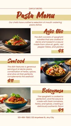 Food Pasta Menu Instagram Story