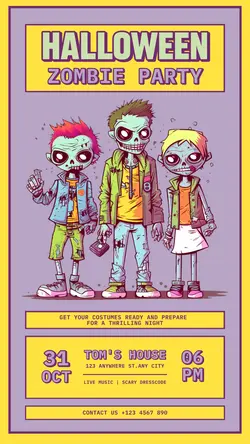 Halloween Zombie Party Invitation for Instagram Story