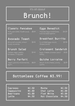 Non-marketing Menu Brunch